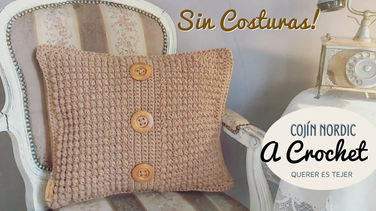 Como hacer un Cojín a crochet ♡ Crochet cushion cover ♡ Fácil cierre sin botones ni cremallera