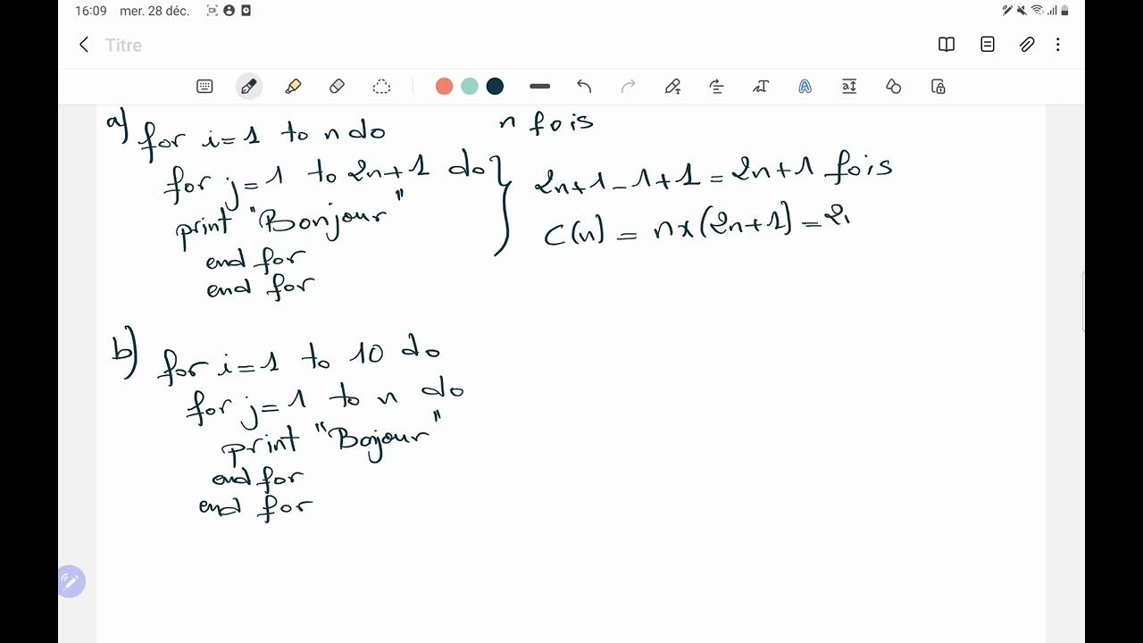  8 Calcul de la complexité Exercice 11 YouTube