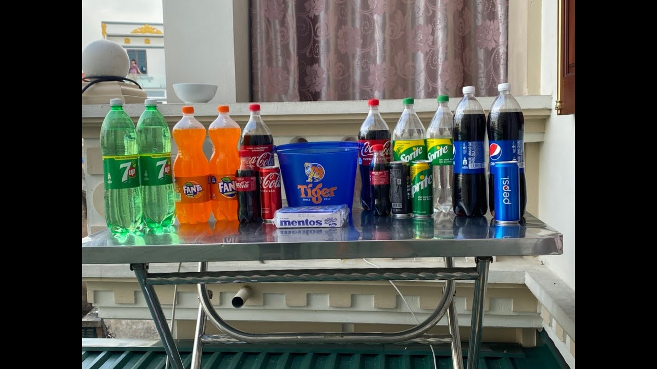 Thí Nghiệm Mentos với Các loại nước Ngọt có Ga