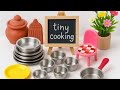 Mini Kitchen Set up  with clay pot 🍯 and cute utensils 🍴🍲🍽️ | Tiny Cooking World|