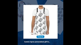 Custom Apron personalized gift for BBQ chef Dad Monogrammed with name logo graphic