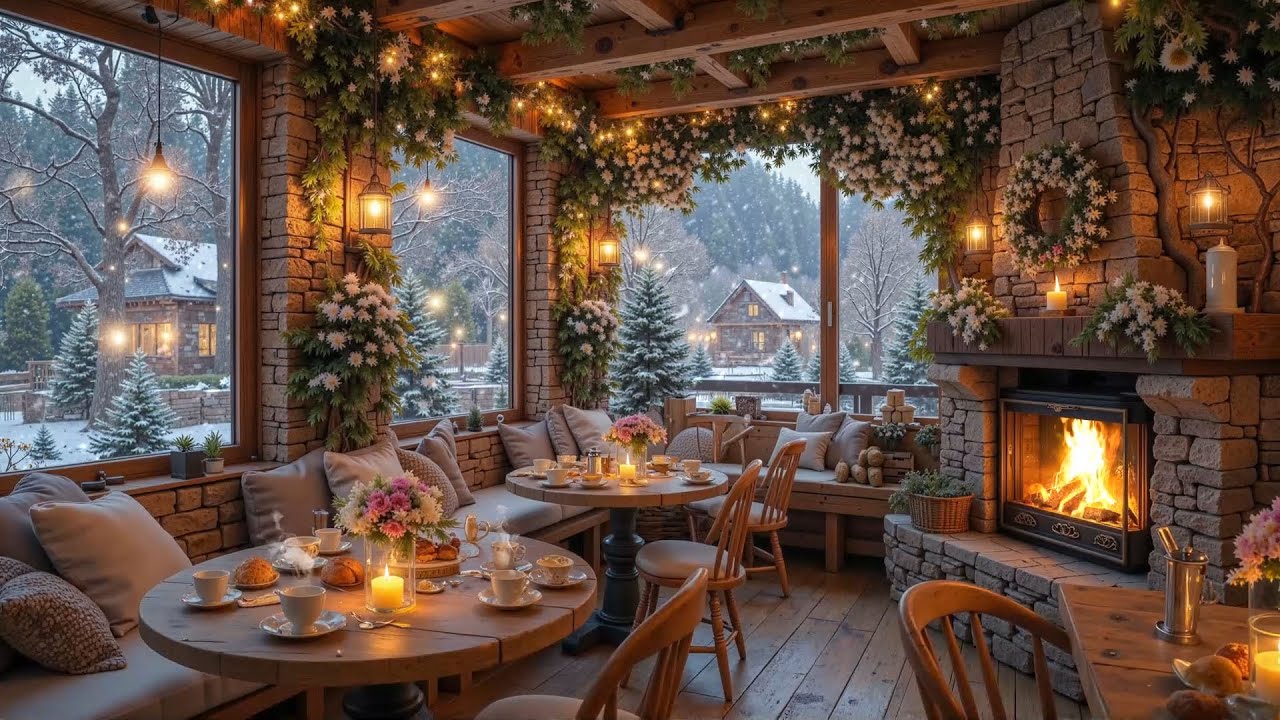 Relaxing Winter Piano Music for Work, Study ⛄ Cozy Cafe Ambience with ...