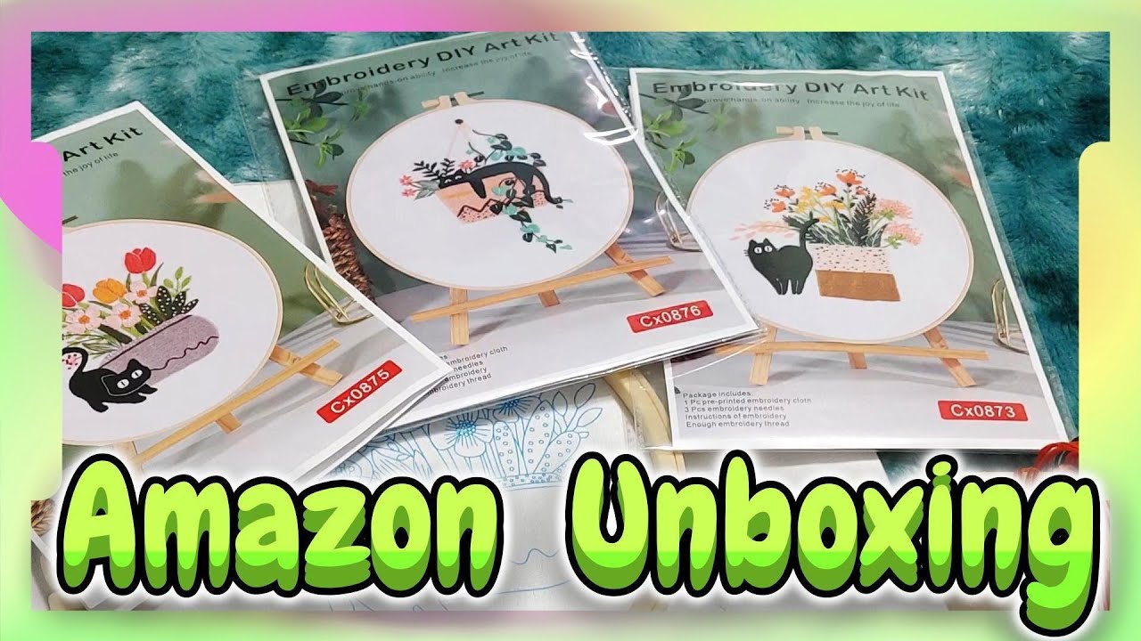 Amazon Unboxing/Cute Cat Embroidery Kits #amazonunboxing #embroiderykit ...
