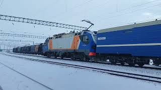 Электровоз KZ4AT-0034 С пассажирским поездом №044Ц Костанай-Алматы 