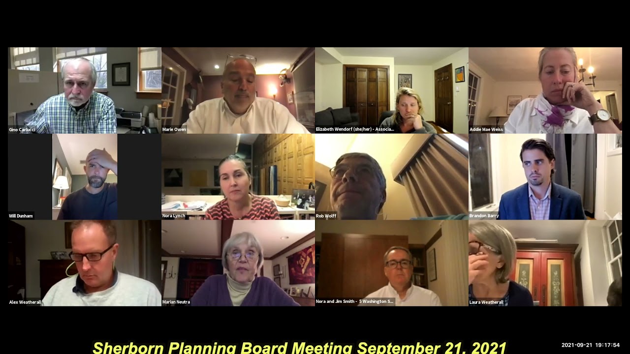 Sherborn Planning Board Sept 21, 2021 Meeting YouTube