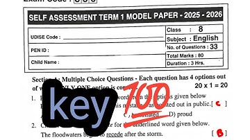 💯8th class English sa-1 question paper answers key self assessment term 1 real question paper 🗞️