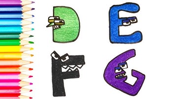 How to draw Alphabet LORE-DEFG | Step by step drawing & coloring for kids | Easy drawing