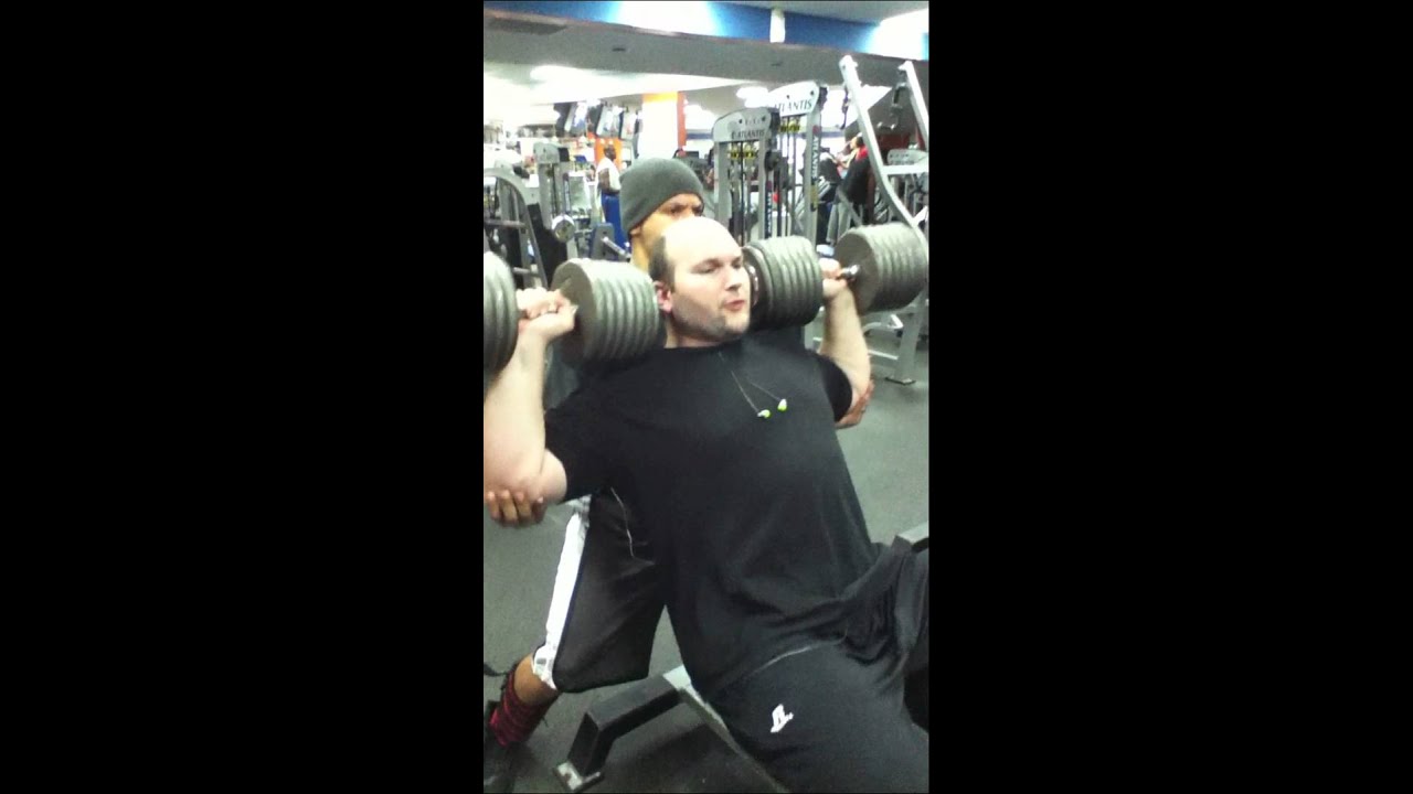 140lb dumbell shoulder press with ease YouTube