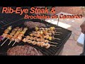 Rib-Eye steak &amp; Brochetas de camaron a la parrilla | Picosito y Sabroson