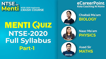 Menti-Quiz NTSE 2020 Full Syllabus Part- 1 | Class 9 & 10 | Career Point - NTSE