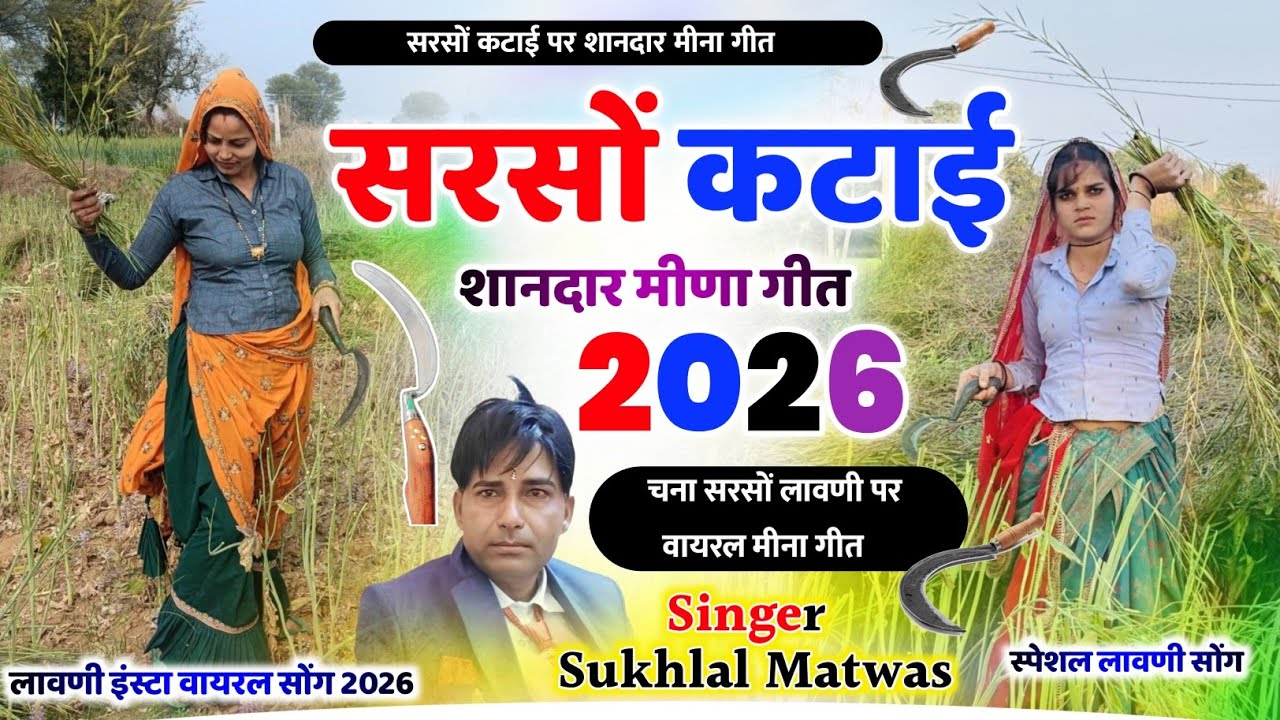 सरसों कटाई न्यू मीणा गीत 2026 !! सरसो कट जाती कुजात - Sukhlal Matwas Sarsu Katai Song लावणी मीना गीत