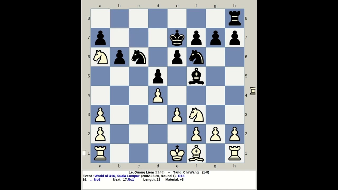 Le, Quang Liem vs Tang, Chi Wang | World Chess Olympiad U16 2002, Kuala Lumpur Malaysia