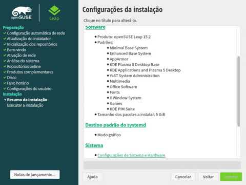 Instalação do openSUSE Leap 15.2