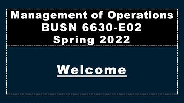 Welcome. BUSN 6630-E02, Spring 2022, Management of Operations, 8-week course.