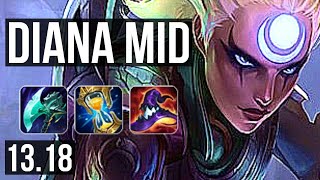 DIANA vs TALON (MID) | 3.8M mastery, 8 solo kills, 1200+ games, Legendary | NA Grandmaster | 13.18