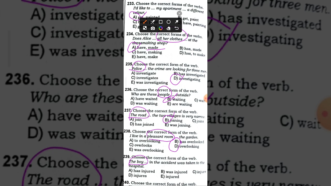 Dim 2023 ingilis dili test toplusu Verbs and Non-Finite forms of the Verbs test izahı 200-281