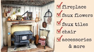 DIY Fireplace, Faux Flowers, Tile & More • Miniature CARDBOARD Room Box