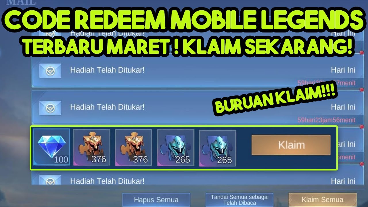 TERBARU! 2 KODE REDEEM ML HARI INI - KODE REDEEM MOBILE LEGENDS TERBARU ...