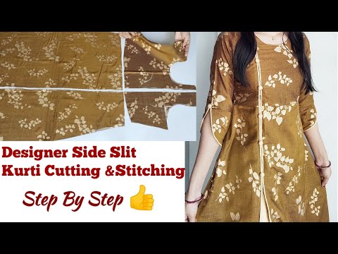 DIY Side Slit Kurti Cutting and Stitching/Designer Kurti Cutting and  Stitching - YouTube