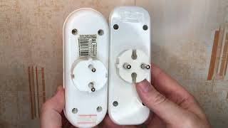 Тройник поворотный и обычный для двойной розетки