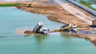 EP1980, Amazing Project! Excellent SHANTUI Push Rock And Sand In lake With Truck Delivery Rock