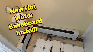 New Hot Water Baseboard Install in Bathroom!  #plumbing #hvac #heating