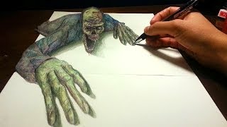 drawing drawings zombies 3d anamorphic zombie amazing illusion dva overwatch getdrawings paintingvalley ureno serafin