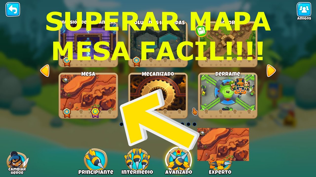 MAPA MESA DIFICIL TUTORIAL BLOONS TD6 - YouTube