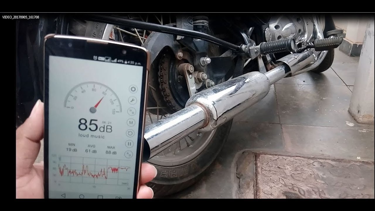 DECIBLE OF ROYALENFIELD STOCK AND INDORI SILENCER