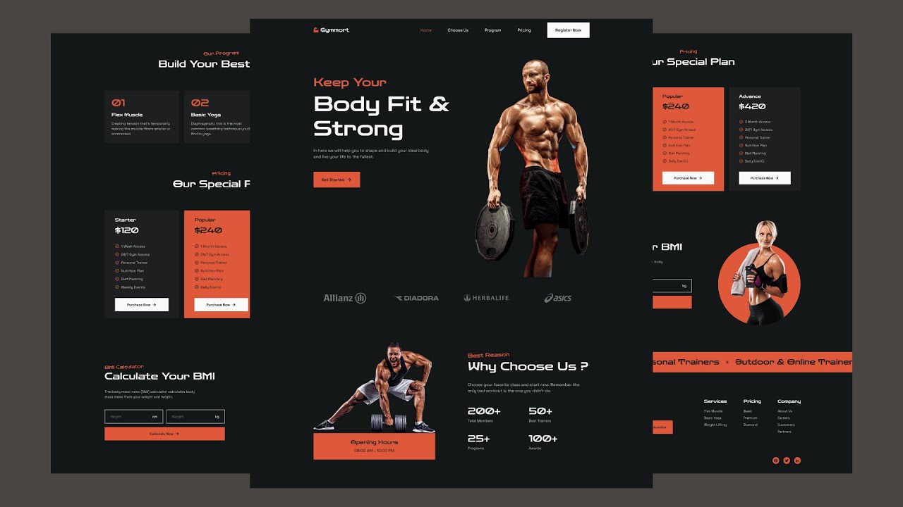 Create a Responsive Gym Website in HTML CSS and JavaScript | Step-by-step Tutorial