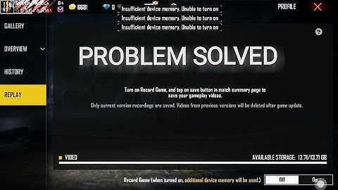 How to fix insufficient device memory unable to turn on reply options problem in free fire