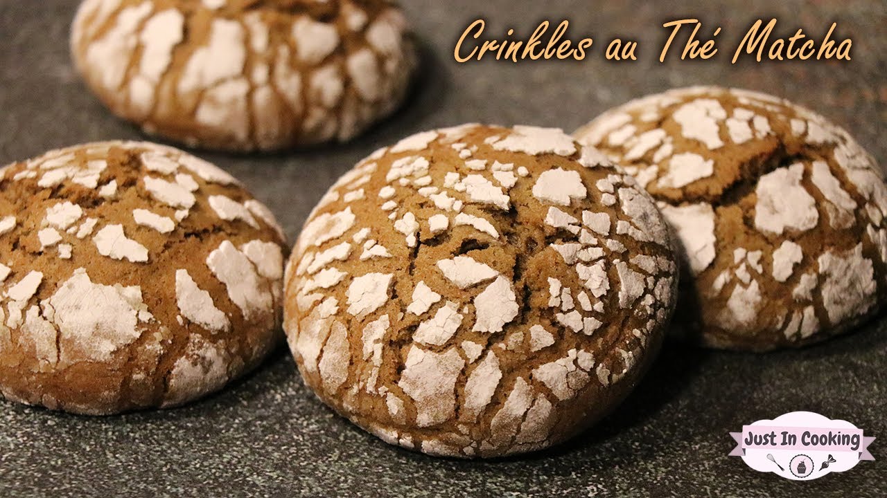 Recette des Biscuits Craquelés ou Crinkles au Thé Matcha, Chocolat Blanc et Vanille