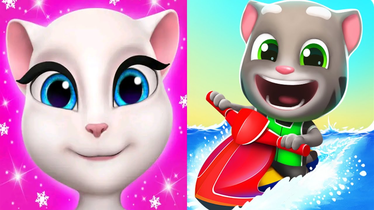 My Talking Angela vs Talking Tom Jetski2 |Angela Connect Gameplay ...