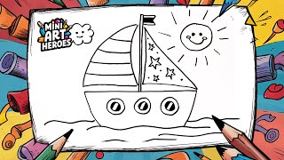 How To Draw A Sailboat  Sailing Boat Draw Step by Step | Mini Art Heroes