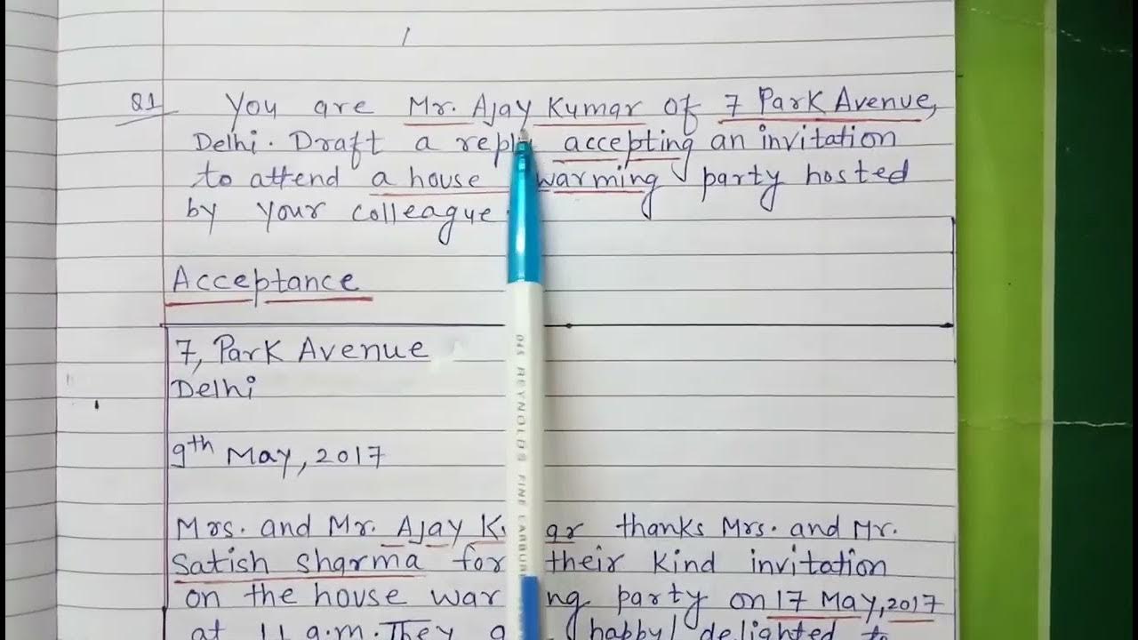 Important invitation class 12 English 2023 YouTube