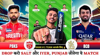 RCB vs PBKS Dream Team | RCB vs PBKS  Dream Prediction | PBKS  vs RCB Today Dream Team | Qualifier 1