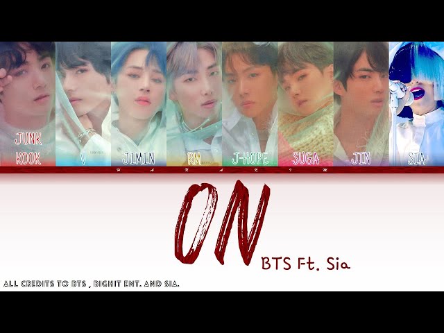 BTS - On ft. Sia ( color coded lyrics ) [HAN/ROM/ENG] class=