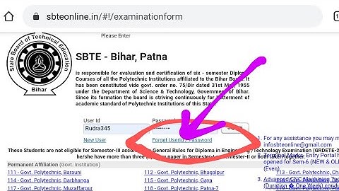 How to Forget UserId / Password on SBTE Portal ?