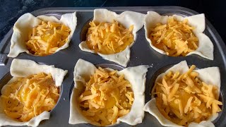 Puff Pastry Breakfast Cups With Eggs, Potatoes And Cheese/ SO GOOD!