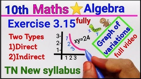 TN Samacheer 10th Algebra|Exercise 3.15 graph| New syllabus|Types of variations|Mathsclass ki