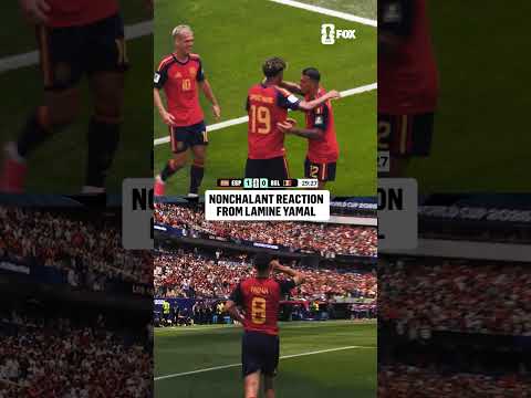 Lamine Yamal's reaction to Spain's opening goal over Belgium in the Quarterfinals