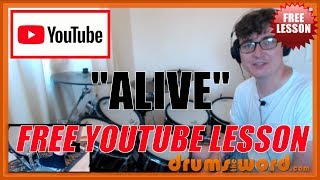 ★ Alive (Pearl Jam) ★ FREE Video Drum Lesson | How To Play SONG (David Krusen)