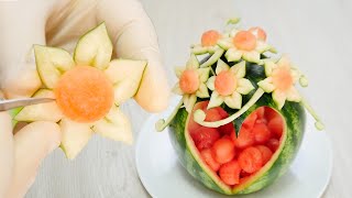 Carving Watermelon Flowers | Easy way to Carving Fruit