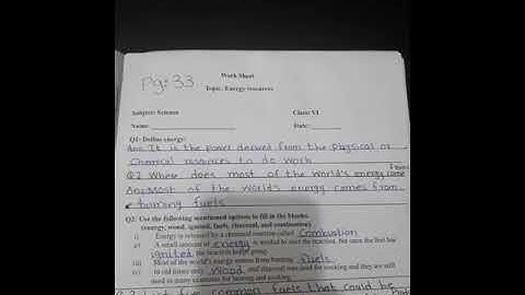 CLASS 6   Science   Ch 2 work sheet part 3