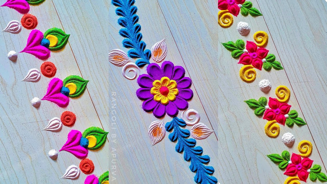 5 Border Rangoli Designs. Rangoli Border Designs. White Border Rangoli ...