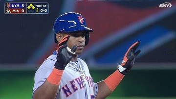 NYM@MIA: Cespedes plates two with a double, pads lead