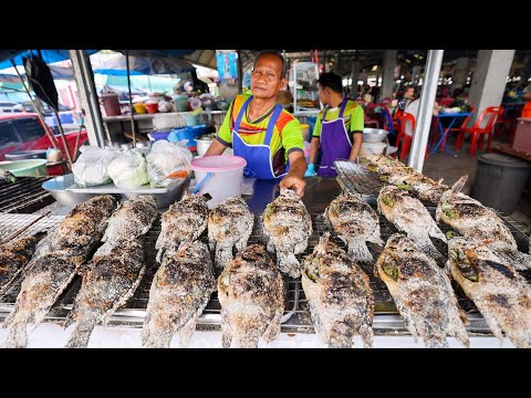 Salt Crusted Tilapia - THAI STREET FOOD Tour in Isaan!! | Kalasin, Thailand!