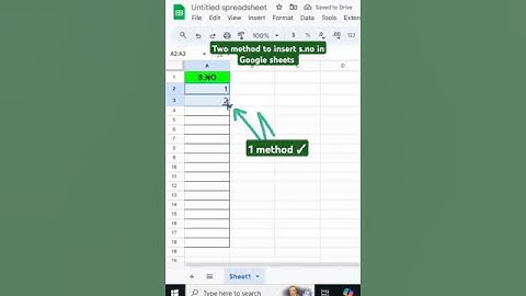 Automatic insert serial number in Google sheets | Google Sheets #googlesheets #shorts #autometic