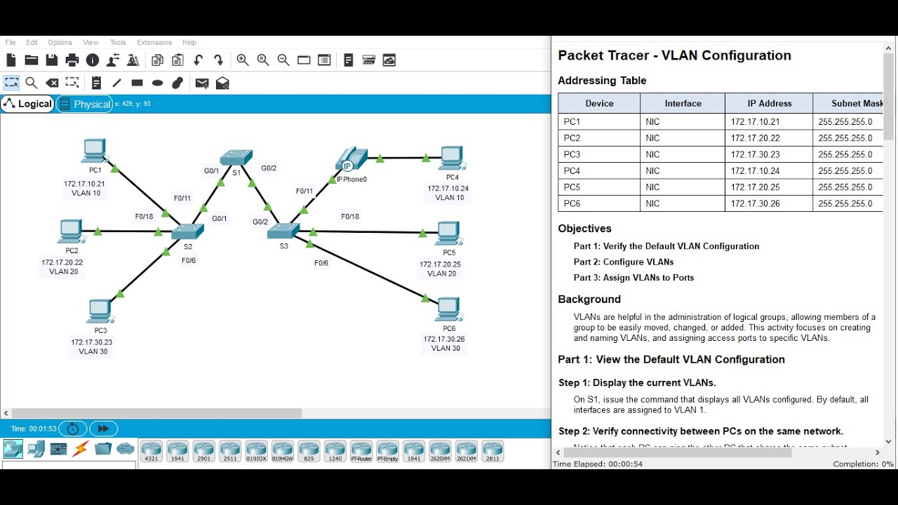 3.3.12 Packet Tracer - VLAN Configuration - YouTube