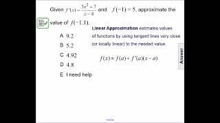 AP Calc AB Linear Approximation Q4
